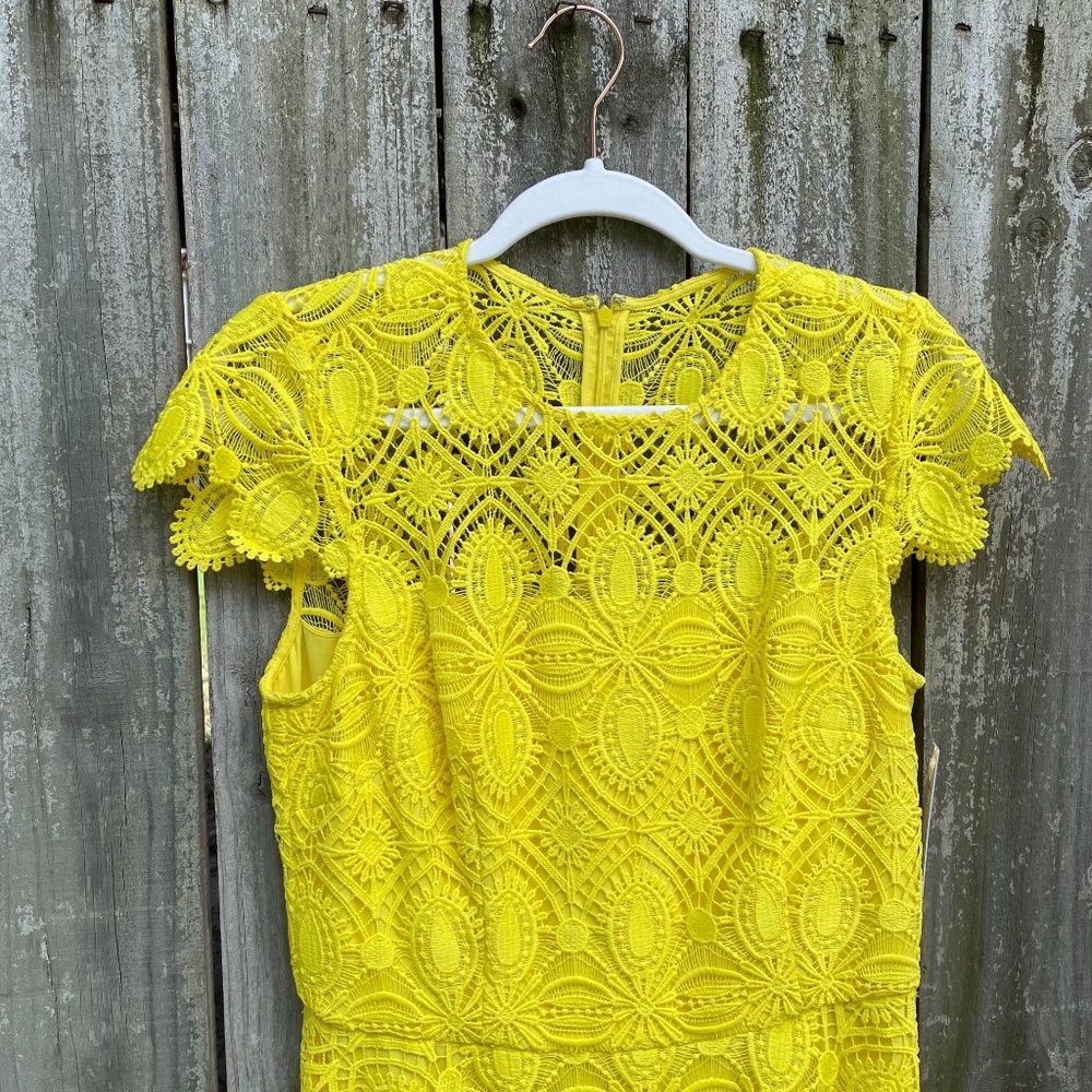 ANTONIO MELANI Sunny Yellow Lace Midi Dress - Picture 3 of 9